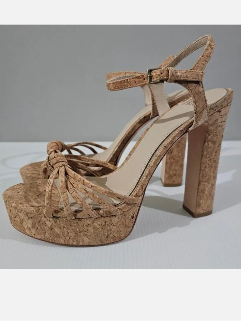 Paige Candice Cork Platform Sandal Womens Size 10 Strappy Chunky Block High Heel